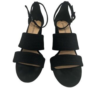 Via Spiga Heel Strappy Suede Black Sandals